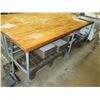 Image 1 : Metal Work Table w/ Wood Top & Undershelf (Contents Not Included) 10’ x 37” x 36" H