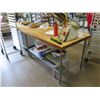 Image 1 : Metal Work Table w/ Wood Top 3'x10' (Contents Not Included) 49 1/2" x 31" x 36" H