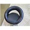 Image 2 : Black Upholstered Stool w/ Low Back & Footrest 16" Diameter x 36"H