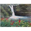 Image 2 : Waterfall Artwork Signed Hawaii 19"x15"