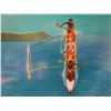 Image 2 : Outrigger Canoe Paddlers Artwork Signed Hawaii 19"x25"