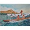 Image 2 : Outrigger Canoe Paddlers & Surfers Artwork 19"x25"