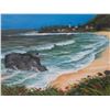 Image 2 : Waimea Beach Scene Artwork Signed Hawaii 19"x25"