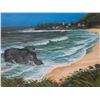 Image 2 : Waimea Beach Scene Artwork Signed Hawaii 19"x25"