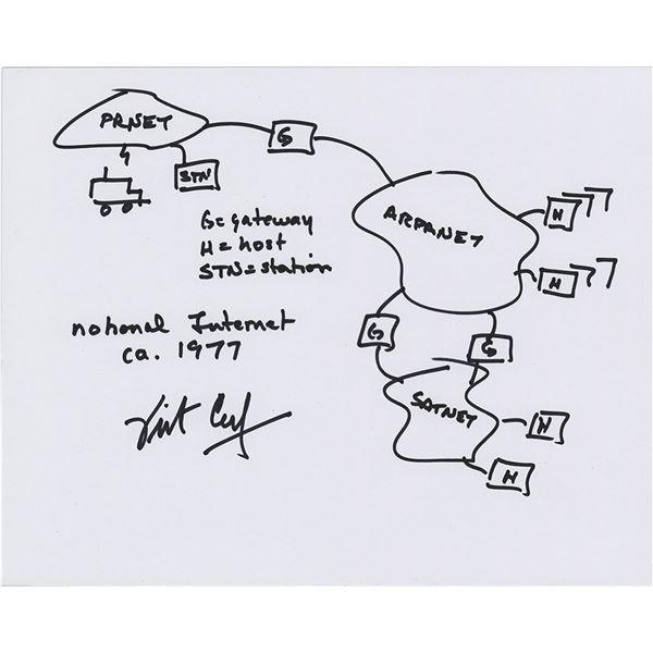 Vint Cerf Signed Sketch