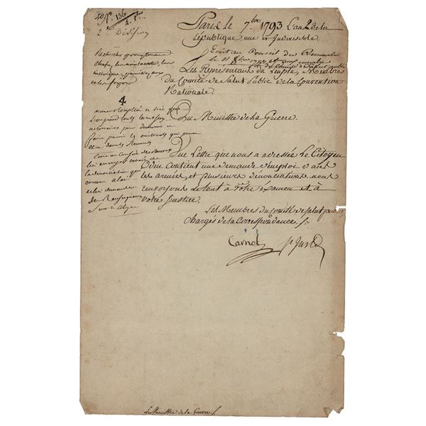Lazare Carnot Document Signed