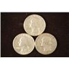 3-WASHINGTON SILVER QUARTERS: 1960-D, 63-D & 64-D