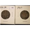 2-CANADA SILVER 25 CENTS: 1902-H & 1907