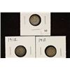 3-CANADA SILVER 5 CENTS 1911, 1912 AND 1913