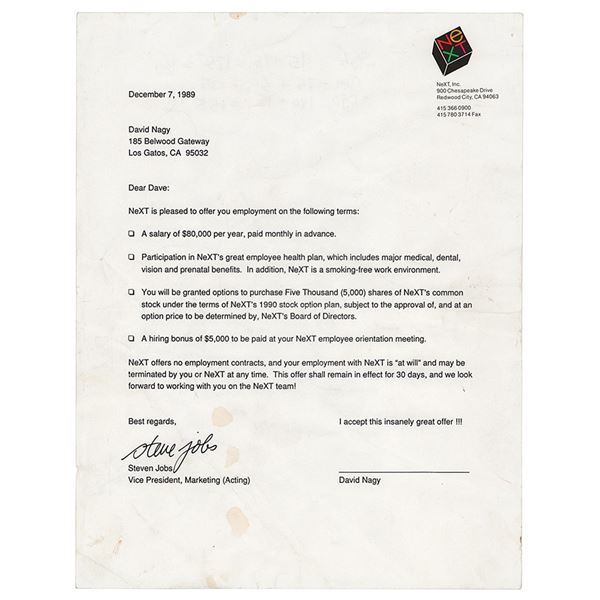 Steve Jobs Typed Letter Signed