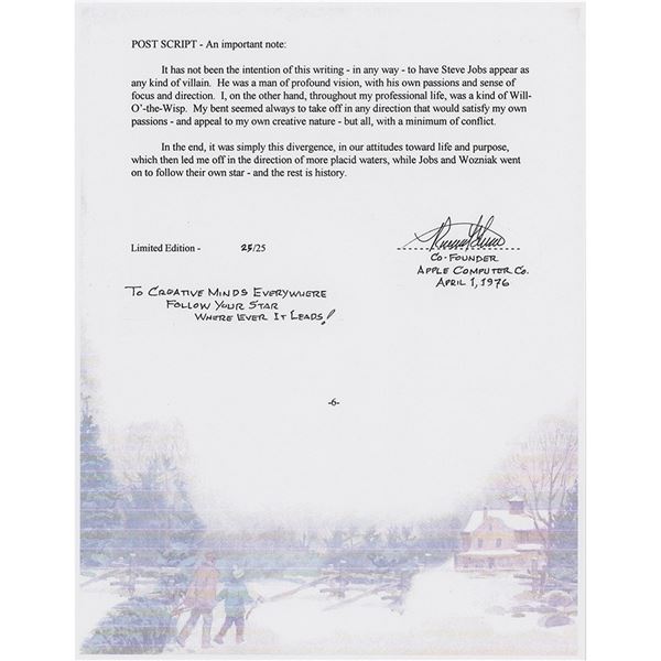 Ronald Wayne Signed Limited Edition Typed Manuscript
