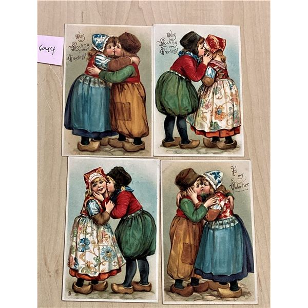 4 Tuck Brundage Valentine Dutch Children Holiday Postcards