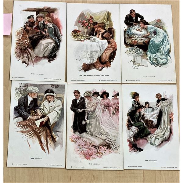 Set of 6 Moments in a Girls life by Charles Scribner's & Sons Postcards