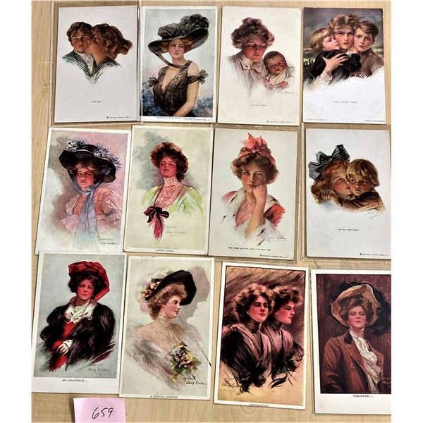 17 Philip Boileau Signed Artist Pretty Ladies Postcards