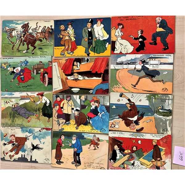 35 Tom Browne Signed Artist Comic Postcards
