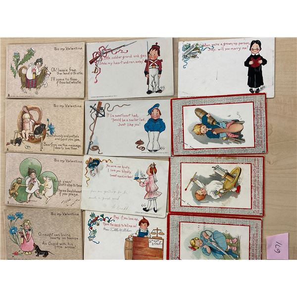 21 E. Curtus Signed Artist Tuck Children, Holiday Greeting Postcards