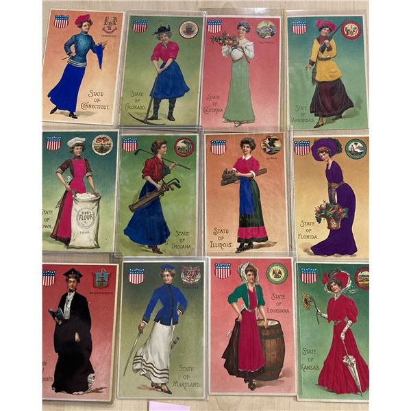 23 Langsdorf State Girls Silk Postcards