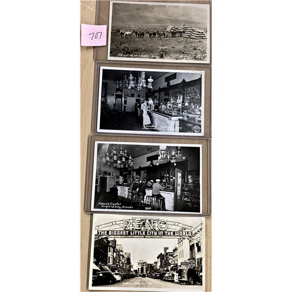 Real Photo Nevada 4 Postcards Reno, Virginia City & Winnemuca