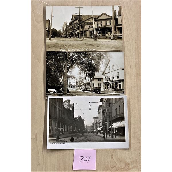 3 Connecticut Street Scene Real Photo Postcards