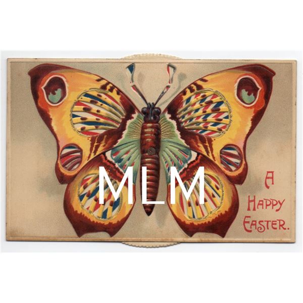 Happy Easter Butterfly Novelty Mechanical Postcard