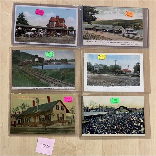 6 New Hampshire Train Station Depot Postcards