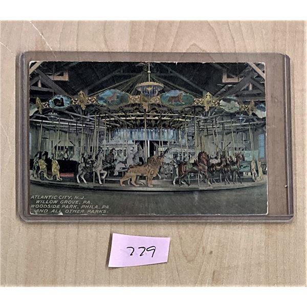 Carousel Merry Go Round Amusement Ride Postcard