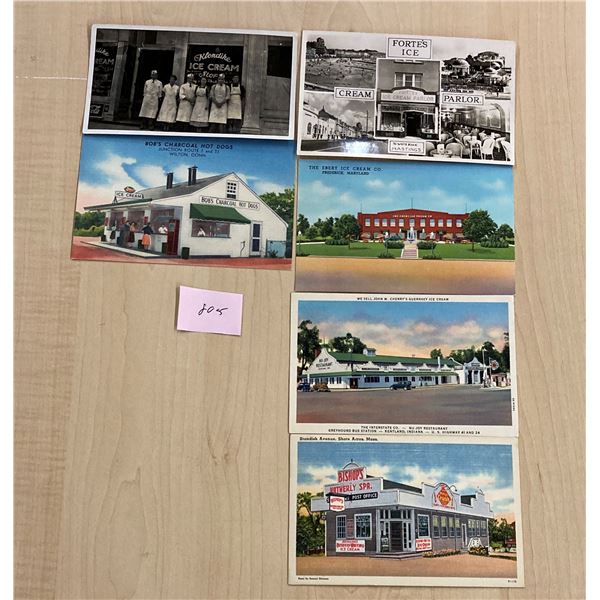 6 Ice Cream Related Shops & Signs Postcards Photo & Linen