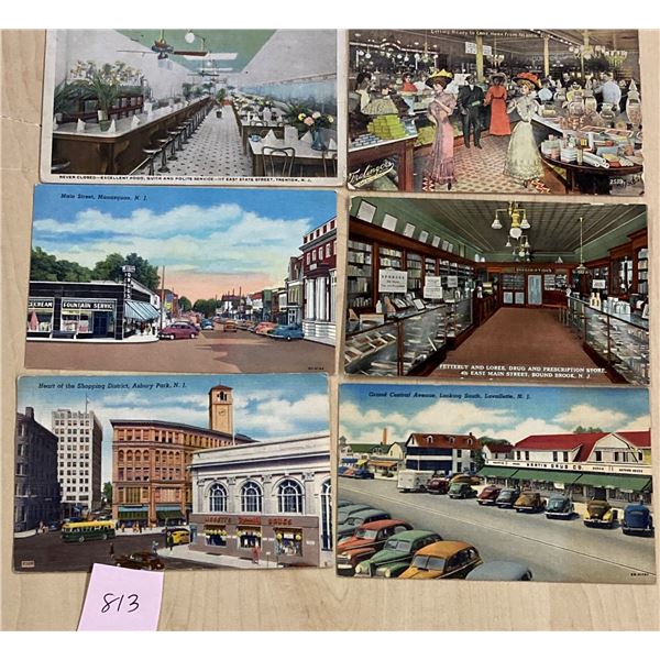 6 New Jersey Drug Store Interior & Exterior Postcards