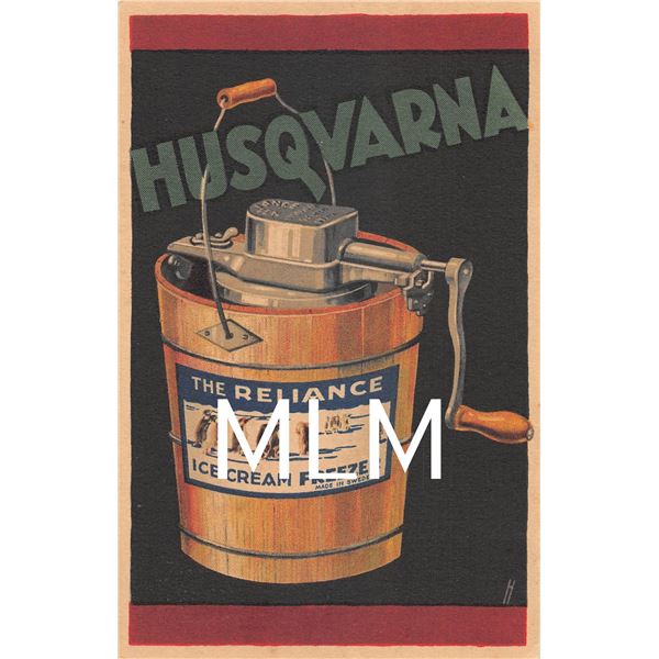 Husqvarna The Reliance Ice Cream Freezer Advertising Postcard