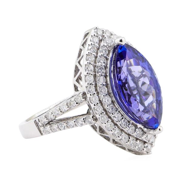 4.17 ctw Tanzanite and Diamond Ring - 14KT White Gold
