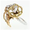 Image 6 : FINE 18K Tri Color Gold 3.20 ctw Moving Diamond Large Flower Bouquet Cocktail Ri