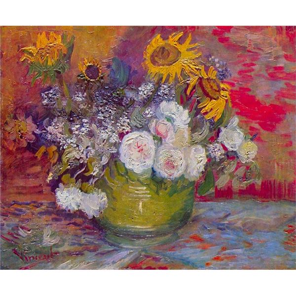 Van Gogh - Still-Life With Roses And Sunflowers