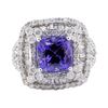 Image 2 : 4.25 ctw Tanzanite and Diamond Ring - 14KT White Gold