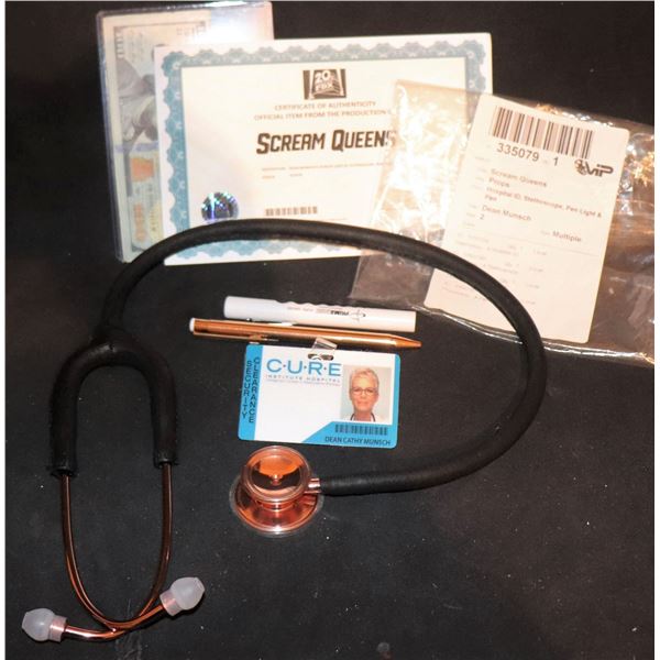 SCREAM QUEENS DEAN MUNSCH BADGE STETHOSCOPE PEN & FLASHLIGHT JAMIE LEE CURTIS SCREEN MATCHED FOX LOA