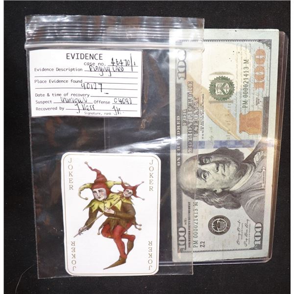 BATMAN BEGINS JOKER CARD IN EVIDENCE BAG REPLICA SUPER HERO