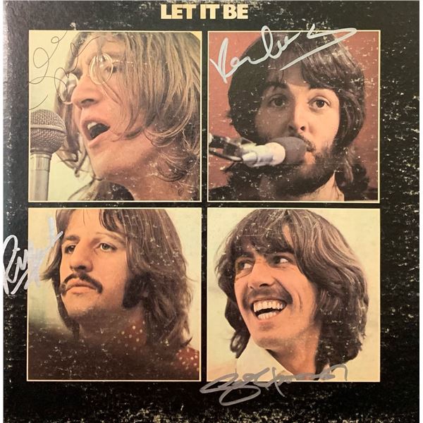 All 4 Beatles Signed Let It Be Album Cover