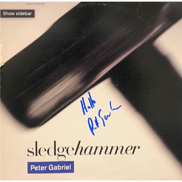 Signed Peter Gabriel Sledgehammer Album Cover