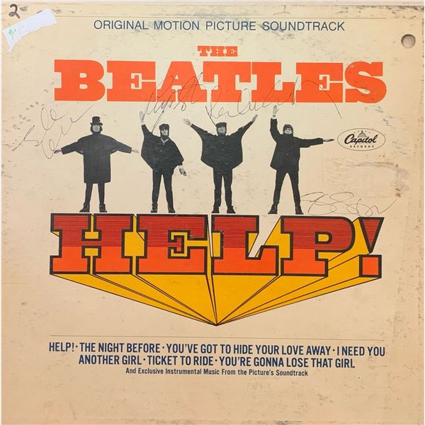 All 4 Beatles Signed Help Album Cover