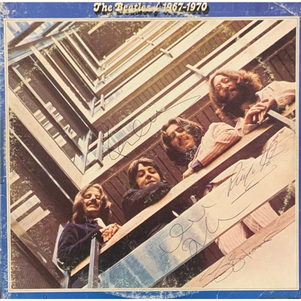 All 4 Beatles Signed The Beatles 1967-1970 (a.k.a The Blue Album) Cover