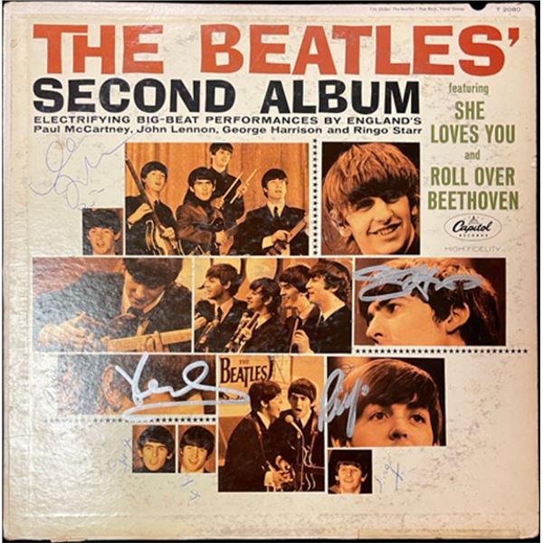 All 4 Beatles Signed The Beatles' Second Album Cover