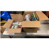 Image 1 : 2 BOXES ESTATE GOODS, CANDLE HOLDER, ART, CDS