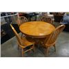 Image 2 : OAK PEDESTAL TABLE WITH LEAF AND 4 SPINDLE BACK CHAIRS