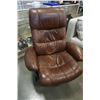 Image 1 : BROWN LEATHER SWIVEL RECLINER