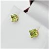 Image 2 : NEW 10KT. YELLOW GOLD 4MM X 4MM PERIDOT EARRINGS, 0.70CTS, W/A $605.00