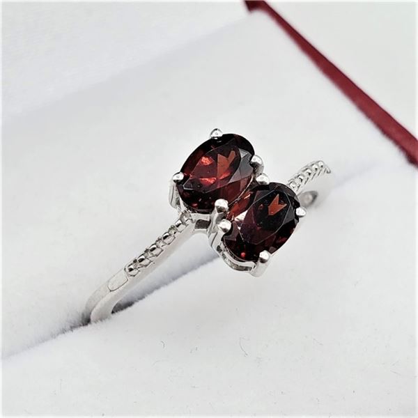 NEW STERLING SILVER 6MM X 4.25MM GENUINE GARNET RING, 0.82CTS, W/A $580.00, SIZE 7.25