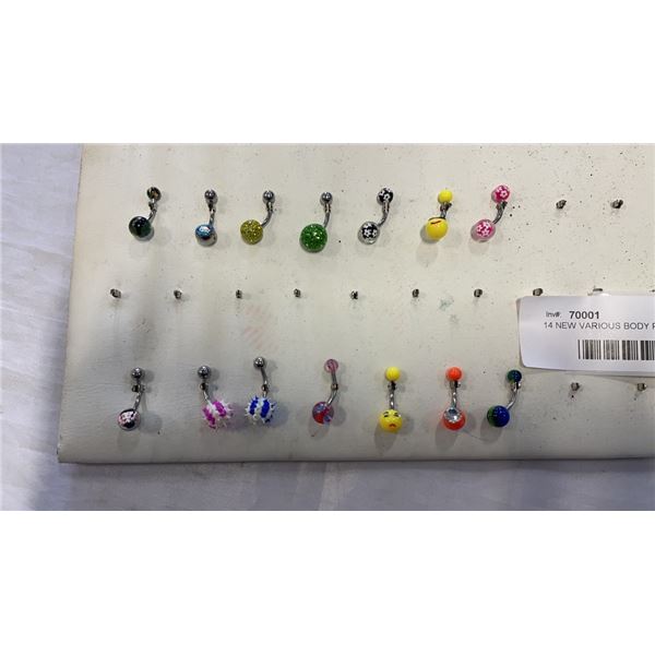 14 NEW VARIOUS BODY PIECING STUDS