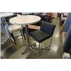 Image 1 : NEW CHROME BASE ROUND BAR HEIGHT TABLE WITH BAR STOOL43" HIGH 28" DIAMETER