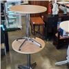 Image 2 : 2 NEW CHROME BASE MAPLE PUB / CAFE TABLES ,30" HIGH 28" DIAMETER