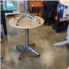 Image 3 : 2 NEW CHROME BASE MAPLE PUB / CAFE TABLES ,30" HIGH 28" DIAMETER