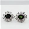 Image 1 : NEW STERLING SILVER 8.17MM X 5.96MM GENUINE CHROME DIOPSIDE (2.62CTS) & CZ EARRINGS, W/A $955.00